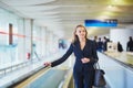 Woman on travelator in the international airport