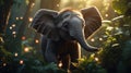 Adorable Baby Elephant in the Jungle at Golden Hour Royalty Free Stock Photo