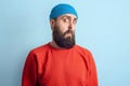 Young emotional bearded man and facial expression concept Royalty Free Stock Photo