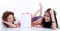 Young Emotional Women With Paper Bag Royalty Free Stock Photo