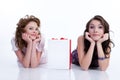 Young Emotional Women With Paper Bag Royalty Free Stock Photo