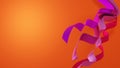 Young, energetic design. Vibrant pink and purple ribbons over orange background. Abstract 3D design.