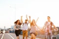 Young energetic group of people having fun