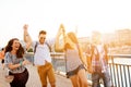 Young energetic group of people having fun Royalty Free Stock Photo