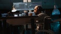 Young engineer with chronic disability working on IT software coding Royalty Free Stock Photo