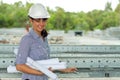 Young engineer woman in the warehouse Royalty Free Stock Photo