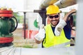 Engineer working inside oil and gas refinery Royalty Free Stock Photo