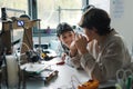 Young engineering students using a 3D printer Royalty Free Stock Photo