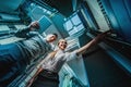 Young engineers businessmen in server room Royalty Free Stock Photo