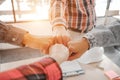 young engineers partners teamwork group putting their hands together Royalty Free Stock Photo
