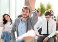 young entrepreneur asks a question during a business seminar Royalty Free Stock Photo