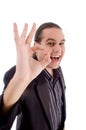 Young entrepreneur with okay hand gesture Royalty Free Stock Photo