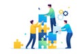 Young entrepreneurs are working together on the project. Flat 2D. vector illustration web design Royalty Free Stock Photo