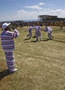 Young Ethiopian men and women Performing