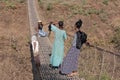 Young Ethiopian women making glamour photo on the bridge