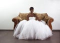 Young ethnic black woman bride in wedding dress Royalty Free Stock Photo