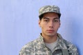 Young ethnic serious army American recruit