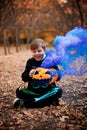 Young boy as a Jack Skellington on the Halloween