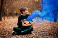 Young boy as a Jack Skellington on the Halloween