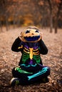 Young boy as a Jack Skellington on the Halloween