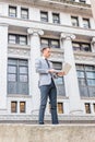 Young European Businessman traveling, working in New York City Royalty Free Stock Photo