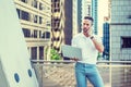 Young European Man working in New York City Royalty Free Stock Photo