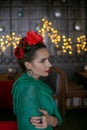 Vertical profile photo of a young woman looking into the distance Royalty Free Stock Photo