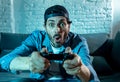 Close up of nerd video gamer addicted man. Royalty Free Stock Photo