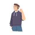 Young Excited Man Showing Approving Gesture Fist Pumping Vector Illustration Royalty Free Stock Photo