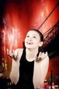 Young excited woman looking up Royalty Free Stock Photo