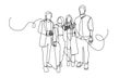 young executive people one continuous line sketch vector.