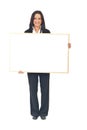 Young executive woman with banner Royalty Free Stock Photo