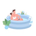 Young expectant parents flat color vector faceless character