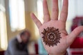 Young fair indian girl with small mehendi design on her hand Royalty Free Stock Photo