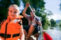 Young Family Canoeing Royalty Free Stock Photo