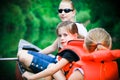 Young Family Canoeing Royalty Free Stock Photo