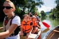 Young Family Canoeing Royalty Free Stock Photo