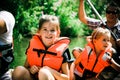 Young Family Canoeing Royalty Free Stock Photo