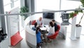 A young family with children is buying their own home. Buying real estat. Modern office