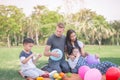 Young family with children having fun in nature Royalty Free Stock Photo