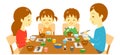 Young family at dinner, Japanese meal Royalty Free Stock Photo