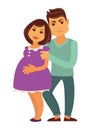 Young family expecting child pregnant woman and husband vector flat Royalty Free Stock Photo