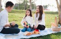 young family father, mother and children having fun and enjoying outdoor together Royalty Free Stock Photo