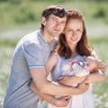 Young family on field