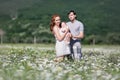 Young family on field Royalty Free Stock Photo