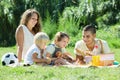 Young family of four having picnic Royalty Free Stock Photo