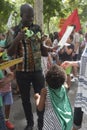 A young family during Green Tide demonstration, Madrid Spain