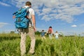 Young family hiking on mountain Royalty Free Stock Photo