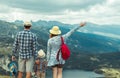 Family traveling in Rila mountains Bulgaria