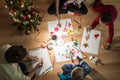 Family making Christmas decorations Royalty Free Stock Photo